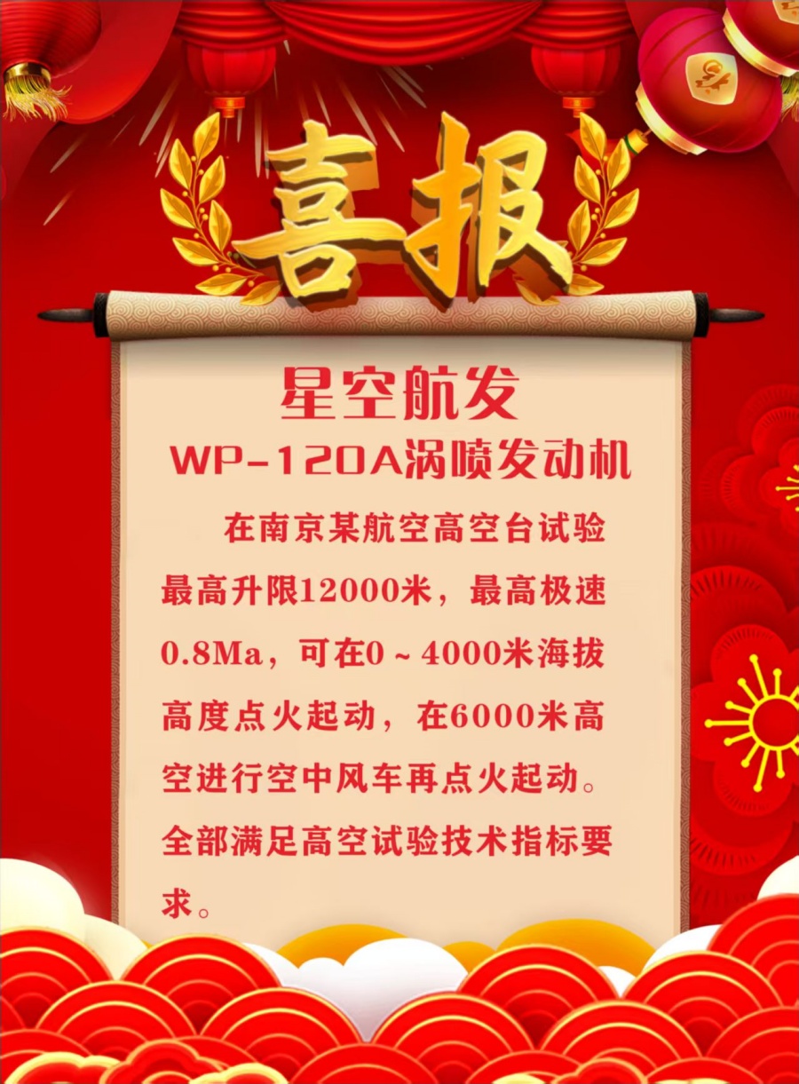 【喜报】星空航发WP-120A涡喷发动机